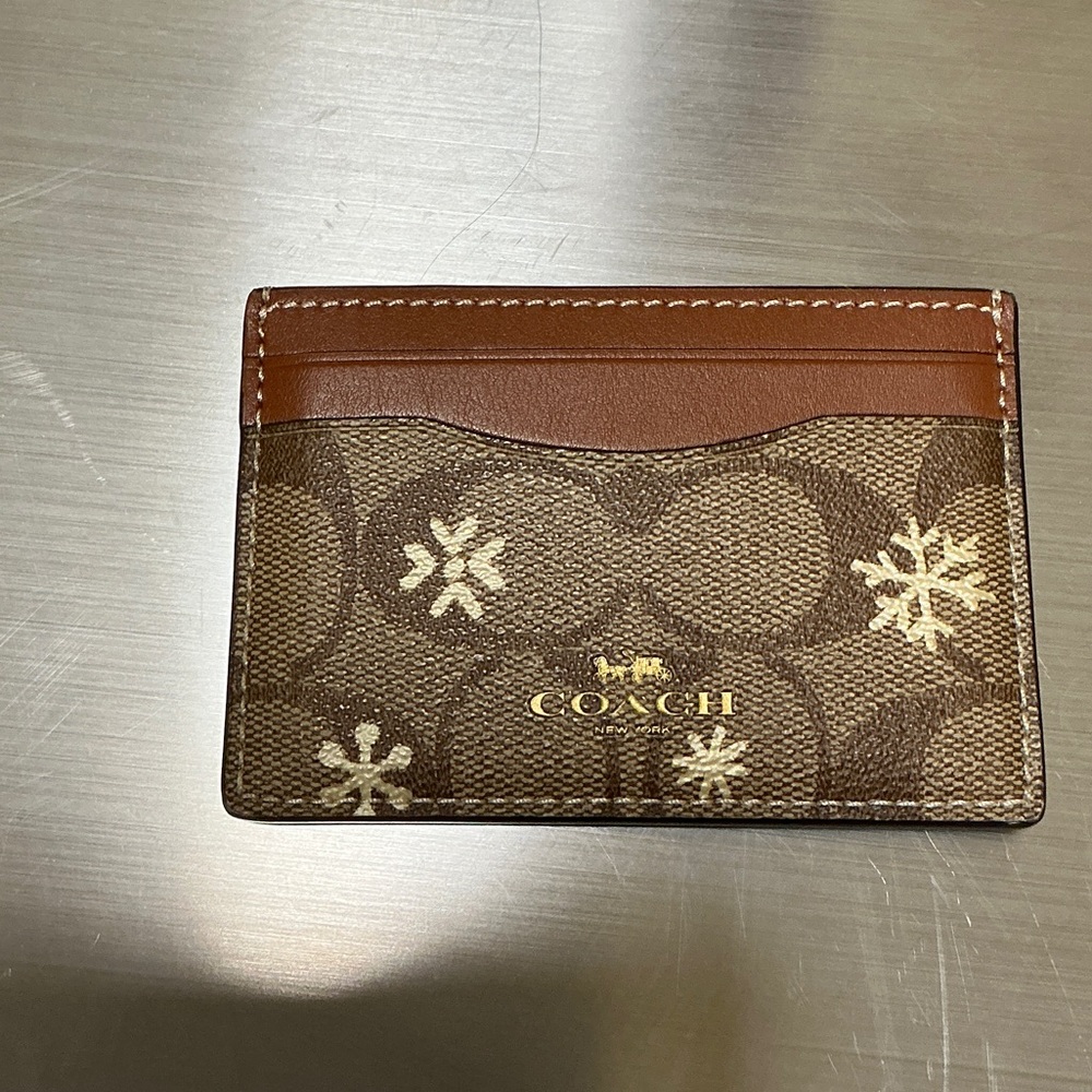 Coach Snowflake Brown and Cream Card Holder